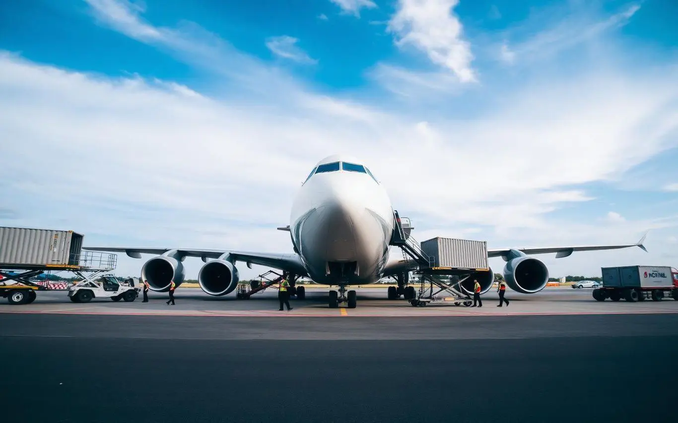 Air freight cargo plane loading